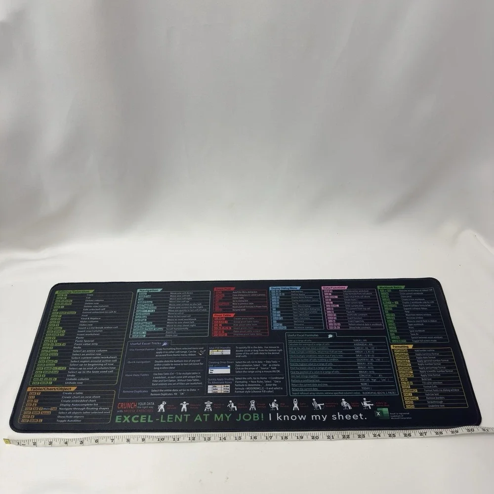 XL‎ Desk Mat Mouse Pad With Excel Shortcuts-Keyboard end Office Mat
